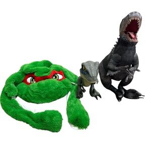 Green Plush Hat with Dinosaur Figures